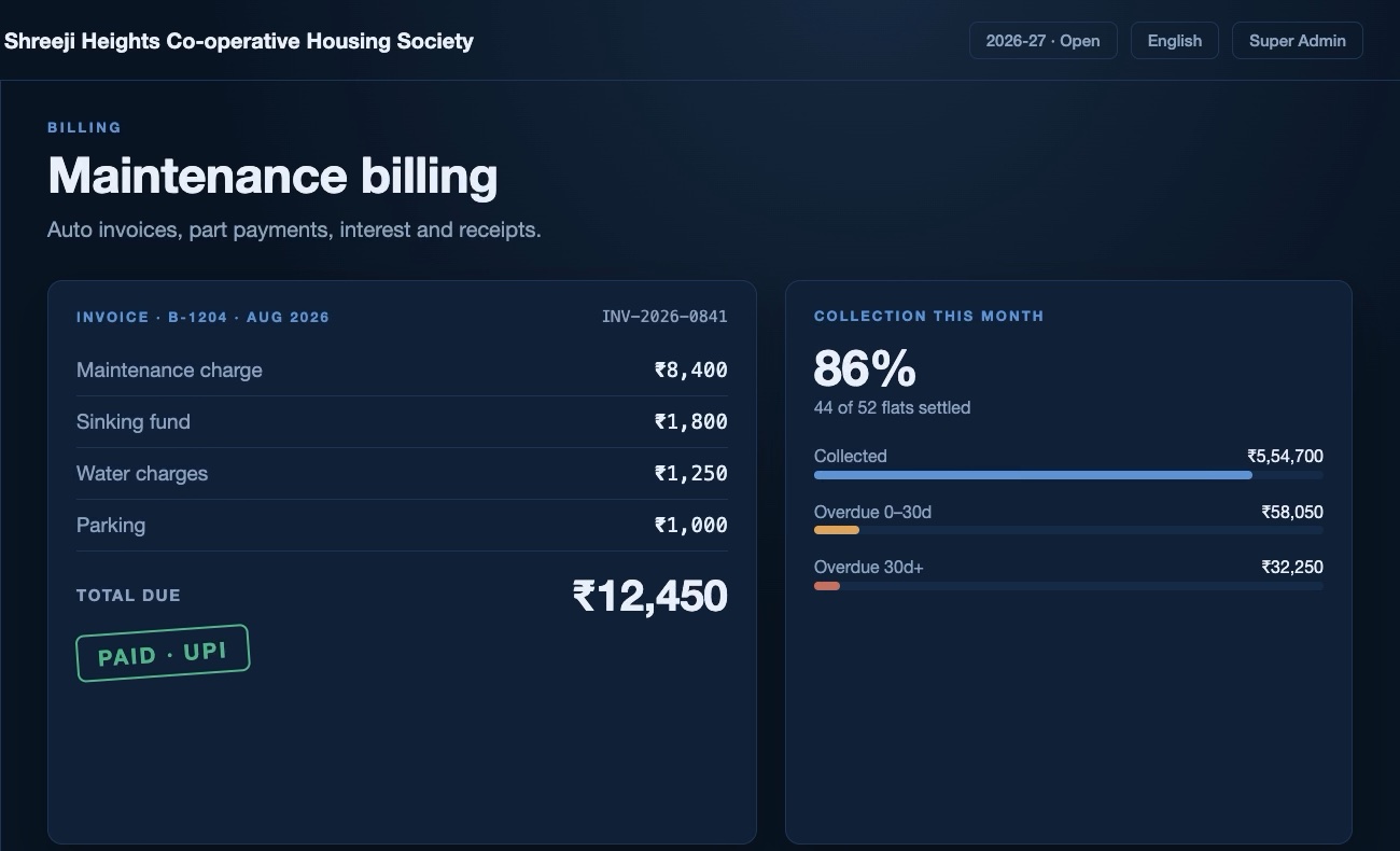 Maintenance billing in the SocietyLead committee console